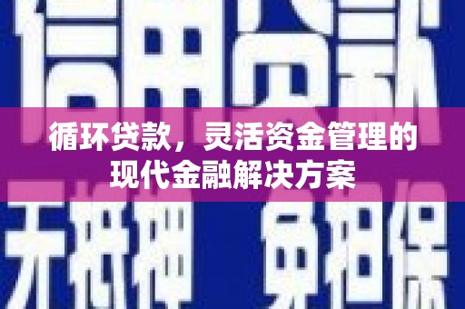 甘州循环贷款，灵活资金管理的现代金融解决方案