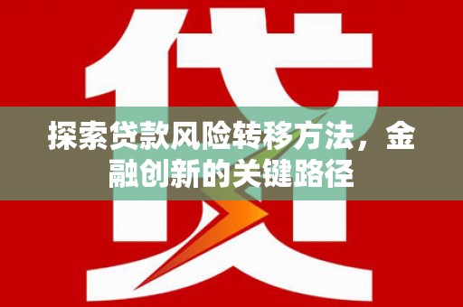 甘州探索贷款风险转移方法，金融创新的关键路径