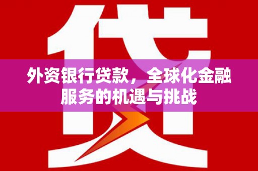 甘州外资银行贷款，全球化金融服务的机遇与挑战