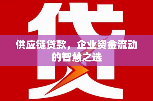 甘州供应链贷款，企业资金流动的智慧之选