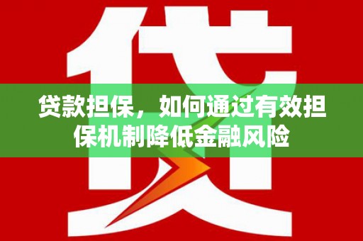 甘州贷款担保，如何通过有效担保机制降低金融风险